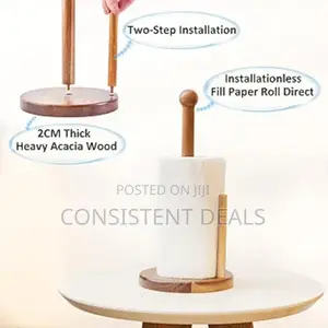 Wooden Paper Towel Holder, 6.7" Large Heavy Base Wooden