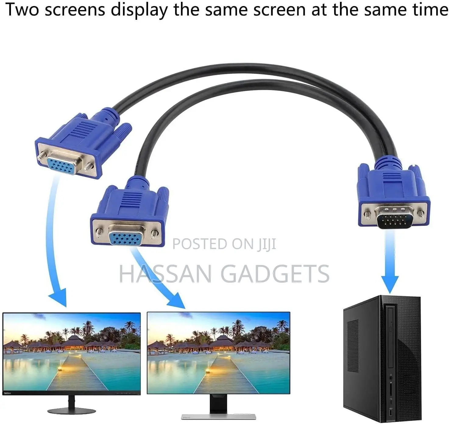 Vga Splitter Cable 1080p Dual Vga Monitor Y Cable