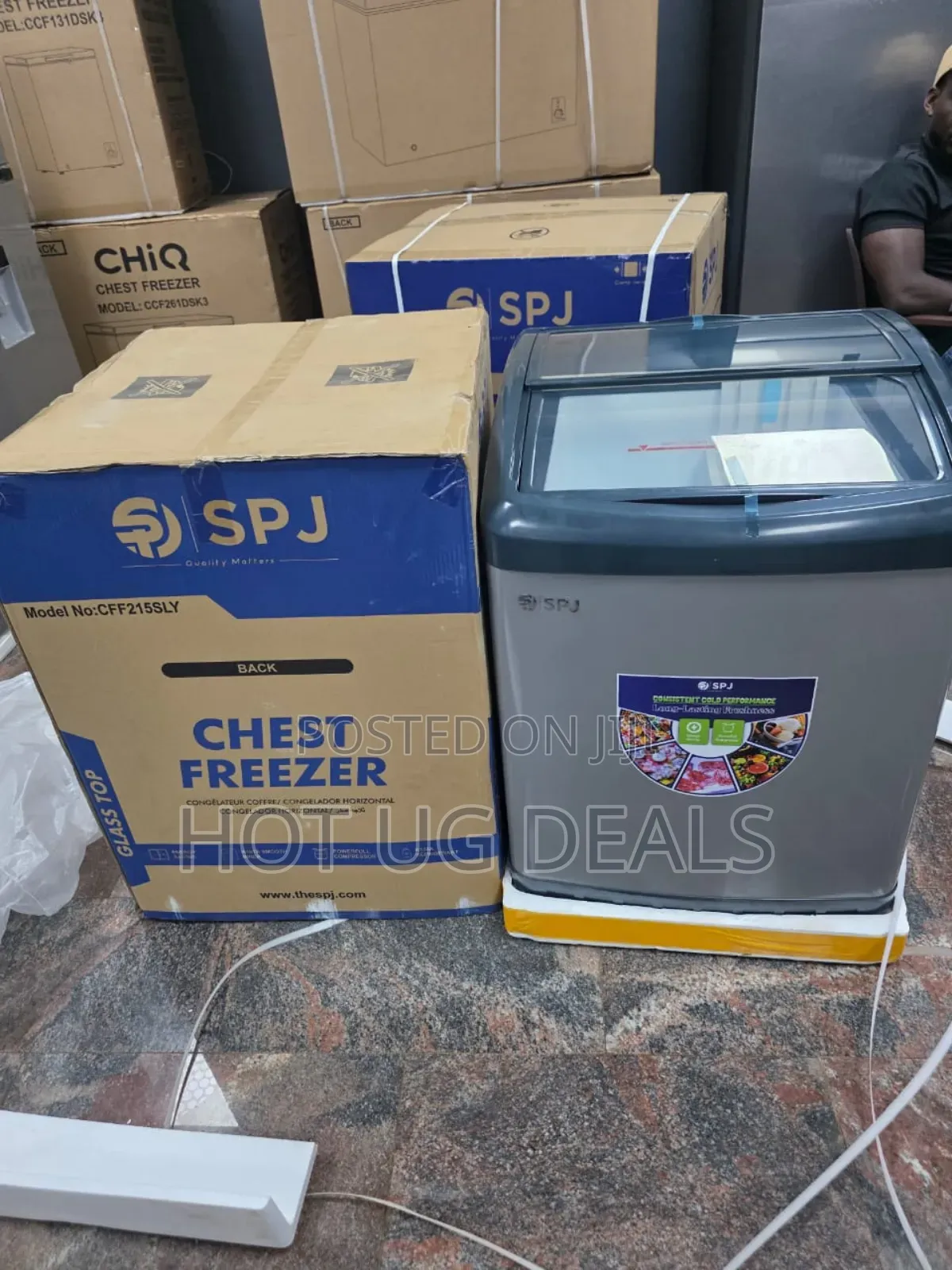 Spj Premium 215l Ice Cream &  Glass Display Deep Freezer - Grey