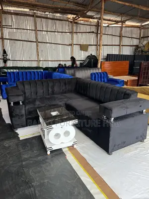 Mini L Shape Sofa / 5 Seater Sofa Gray Color