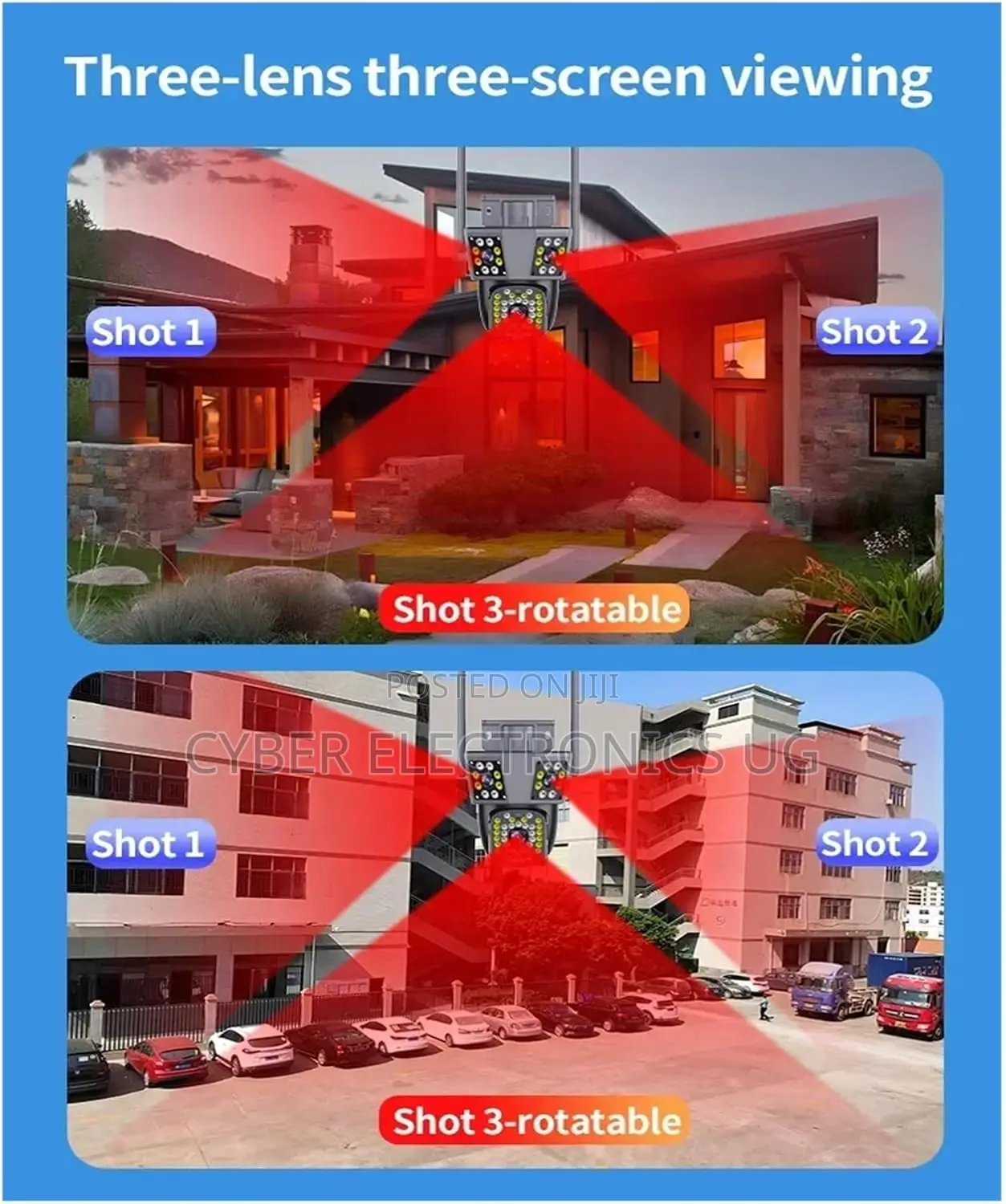 Wifi Camera Outdoor Security CCTV Triple Lens Triple Screen Ai Track