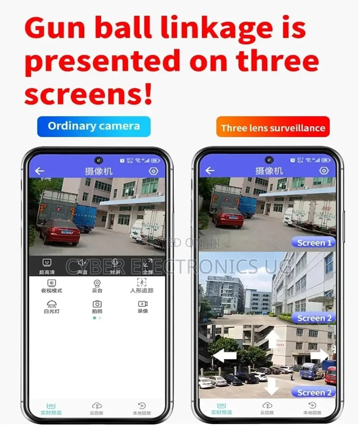 Wifi Camera Outdoor Security CCTV Triple Lens Triple Screen Ai Track
