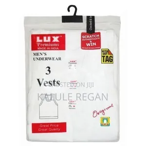 Lux 3 Pack Men's Lux Vest Pure Cotton - White