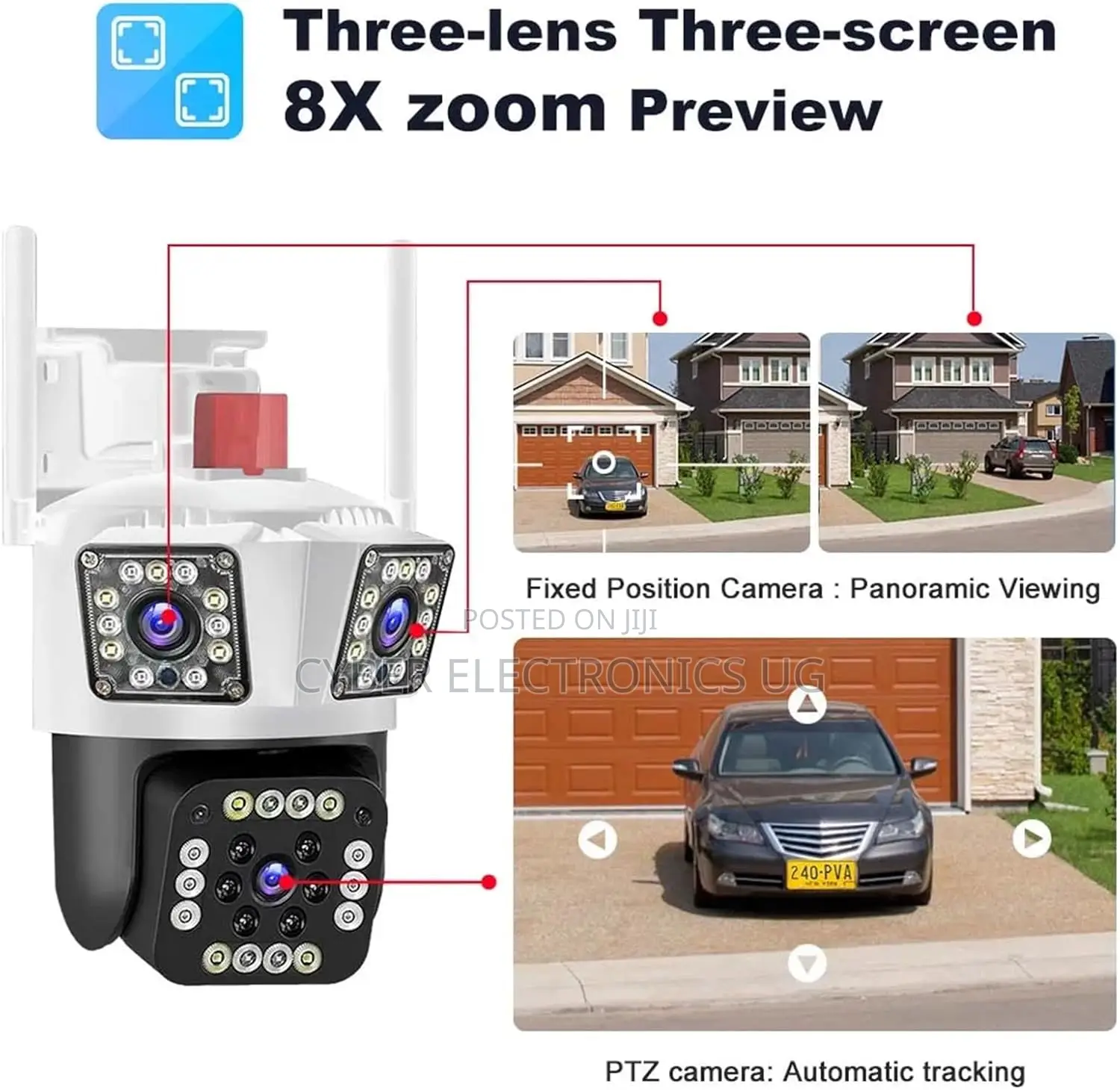 Home Security Cameras Wifi Camera Three Lens Auto Tracking Ip Camera