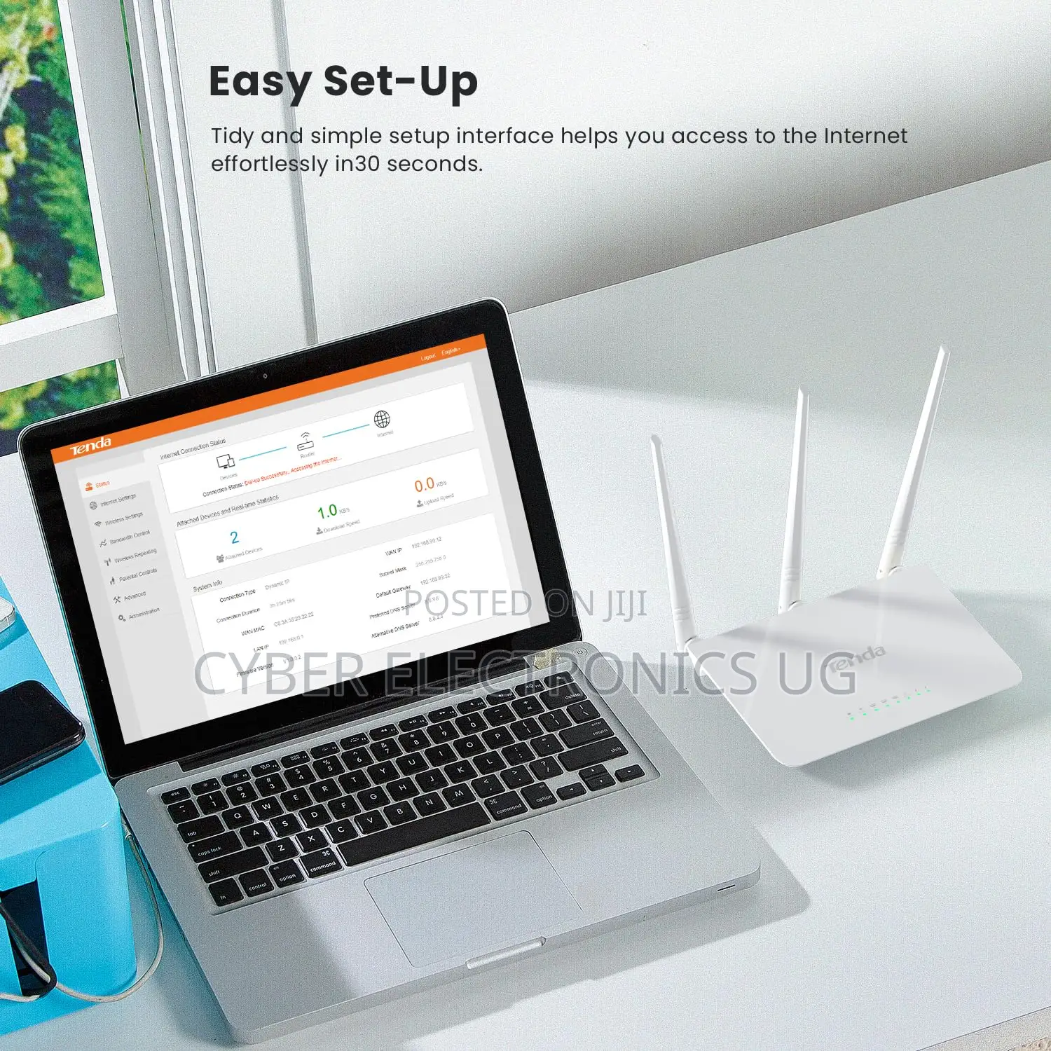 Tenda F3 300mbps Wi-Fi Router Easy Setup, WPS Button, Parental Control