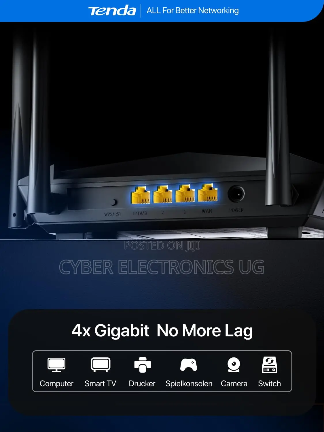 Tenda Ac6 Ac1200 Dual Band Wi-Fi Router(867mbps/5ghz+ 300mbps/2.4ghz)