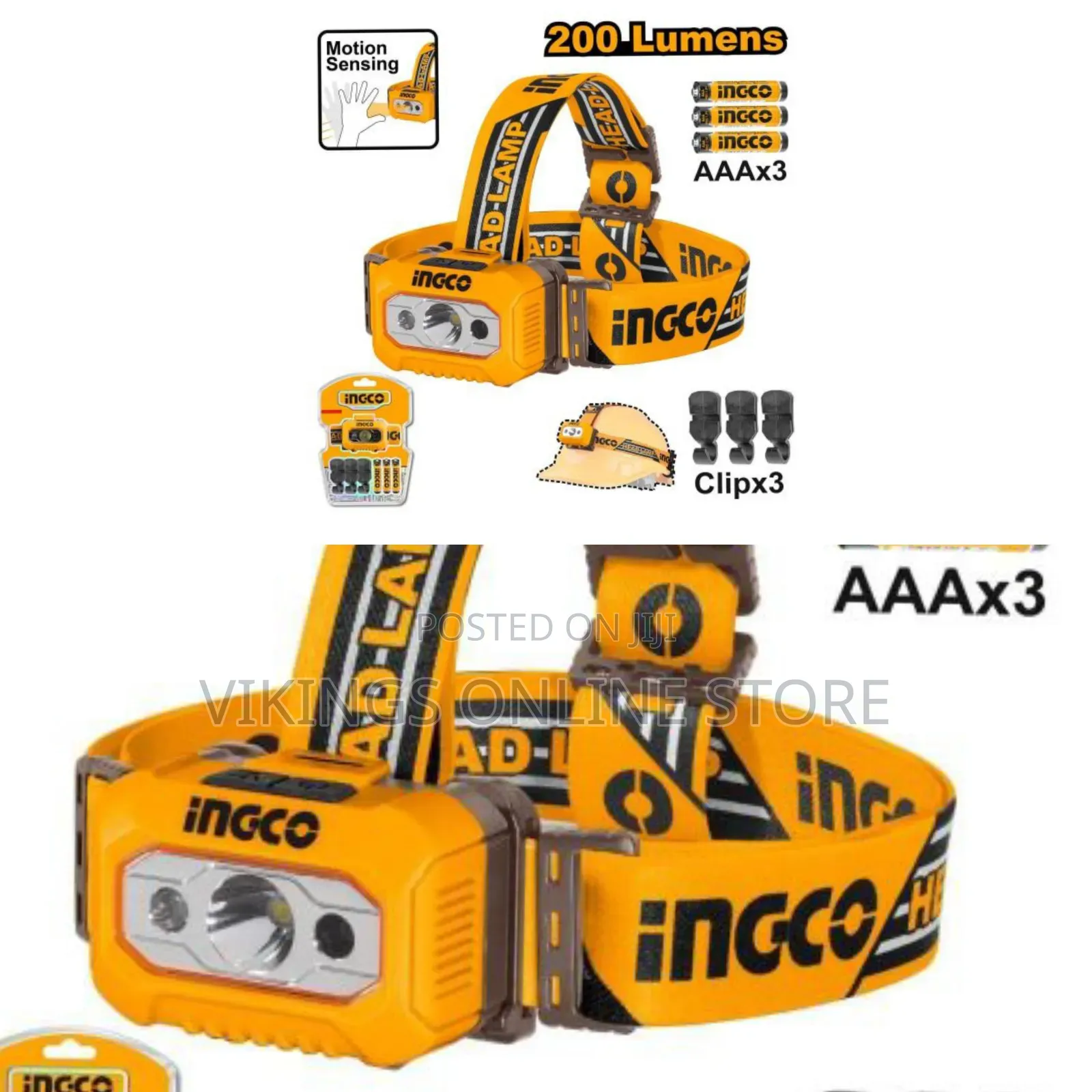 Ingco Headlamp 200 Lumens - Orange