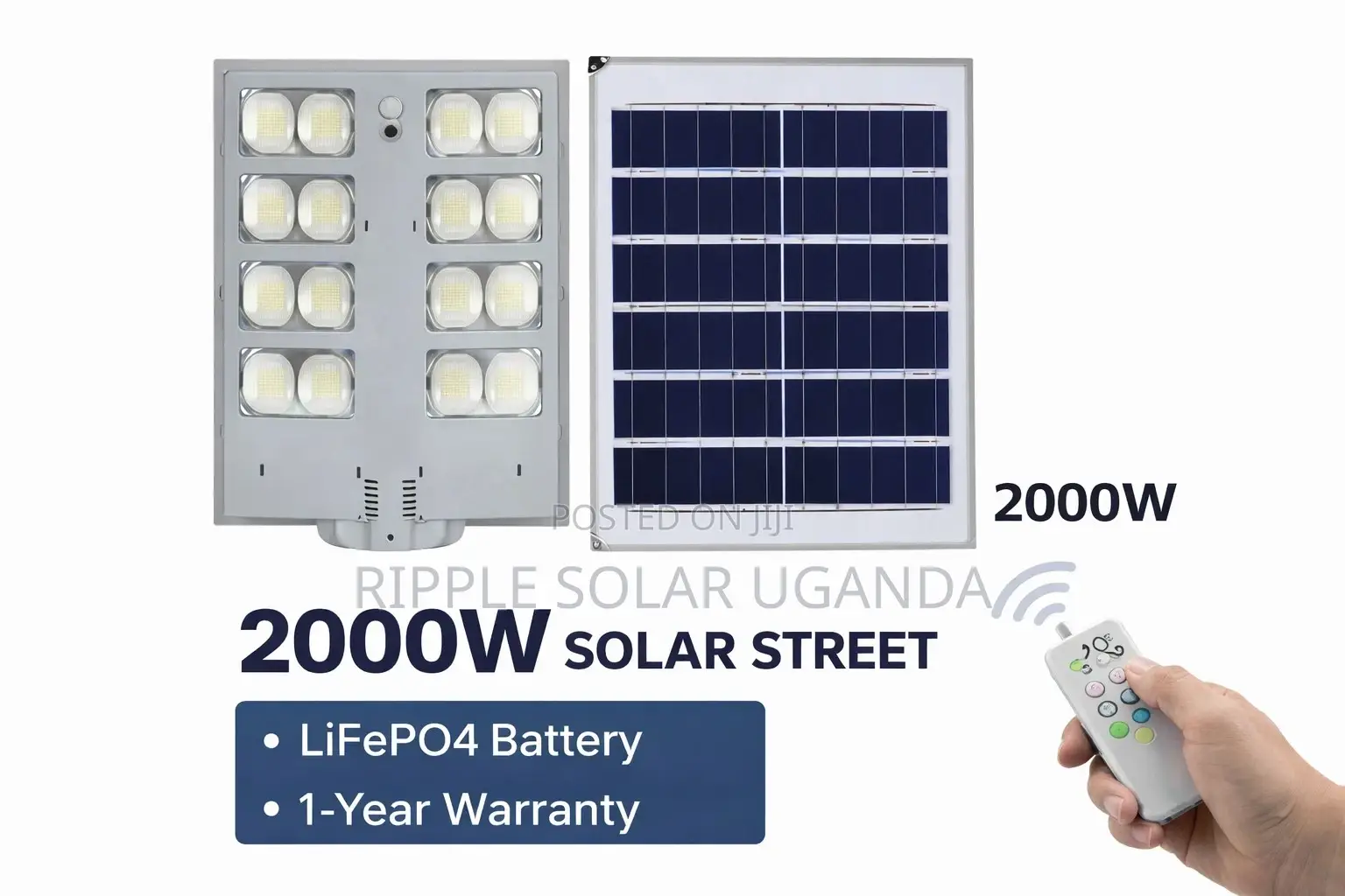 2000w Solar Street Light Waterproof With Lithium Battery Kampala