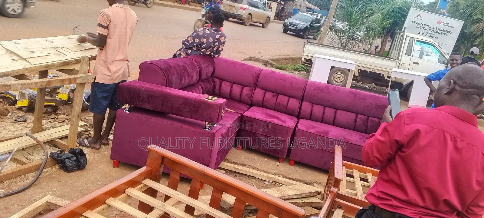 6 Seater Maroon Sofa Set