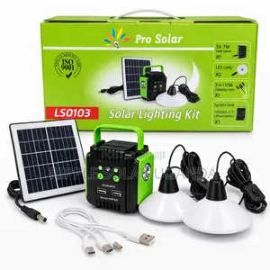 6w Portable Solar Lighting Kit With Phone Charging Battery Backup