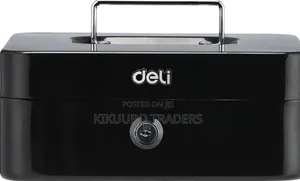 Deli Et500 Cashbox With Key, 90 Mm X 200 Mm X 160 Mm Size, Black