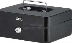 Deli Et500 Cashbox With Key, 90 Mm X 200 Mm X 160 Mm Size, Black