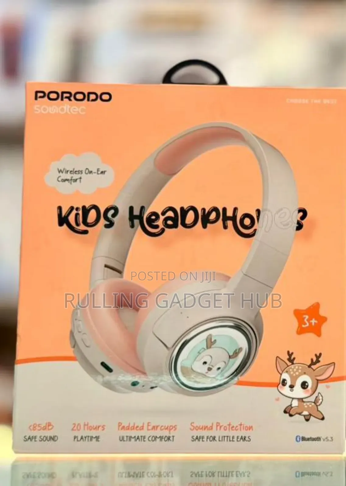 Porodo Moose Soundtec Kids Wireless Headphones With Led Lights.