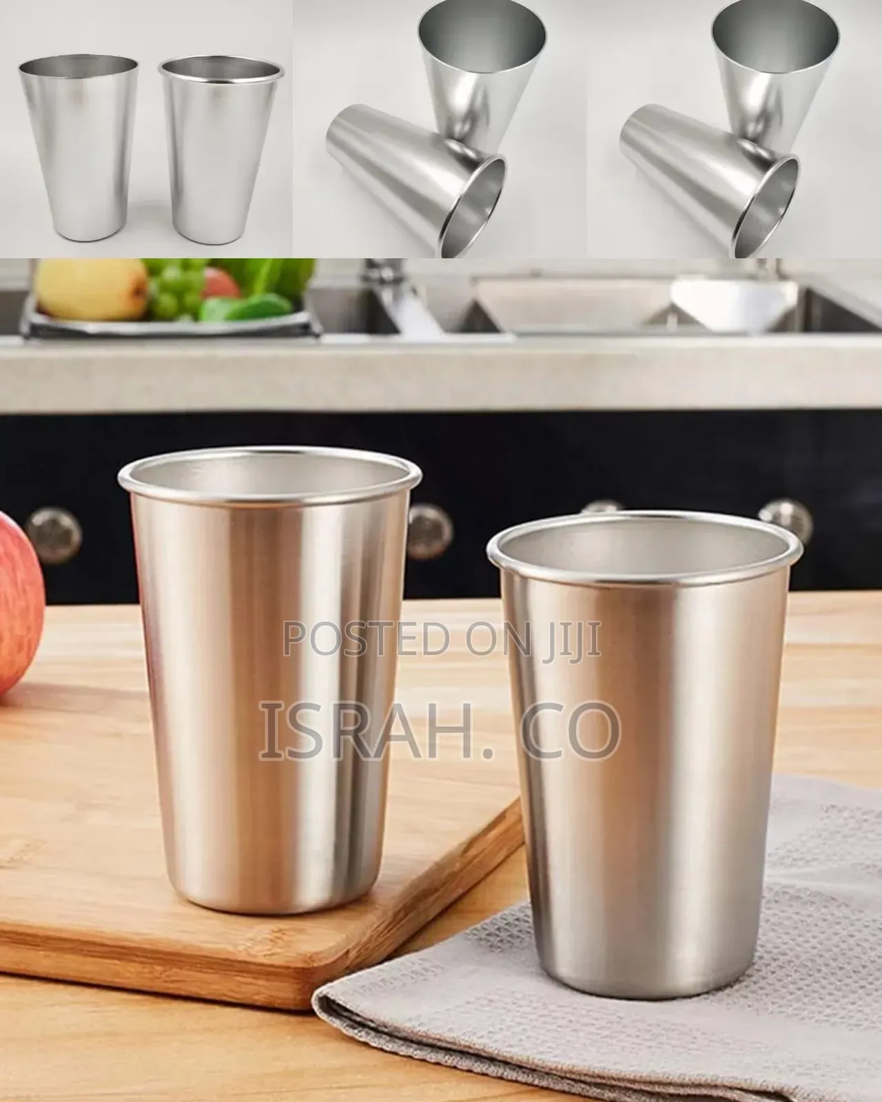 12 Pack 400mls Stainless Steel Pint Cups Water Glass