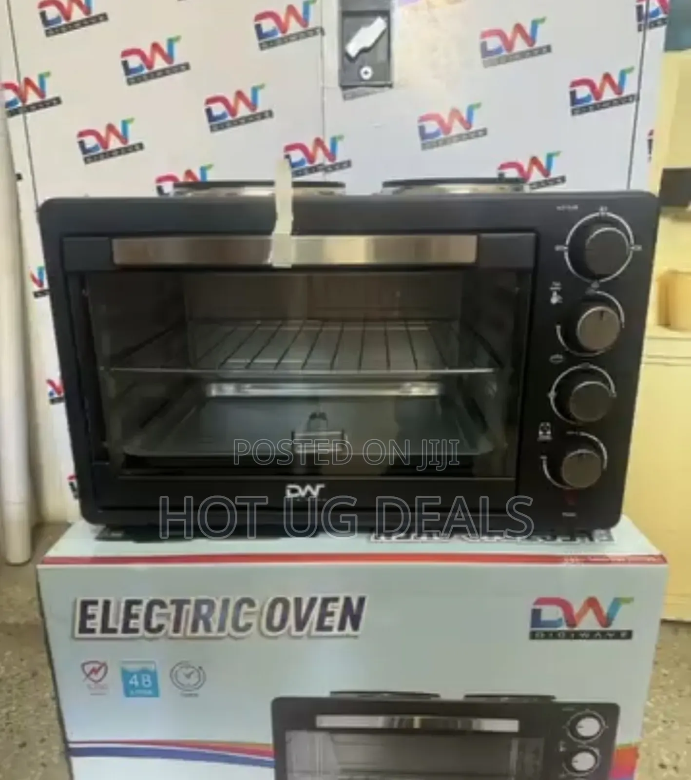 Digiwave 48 L Electric Mini Oven With Two Hot Plates / Hobs - Black