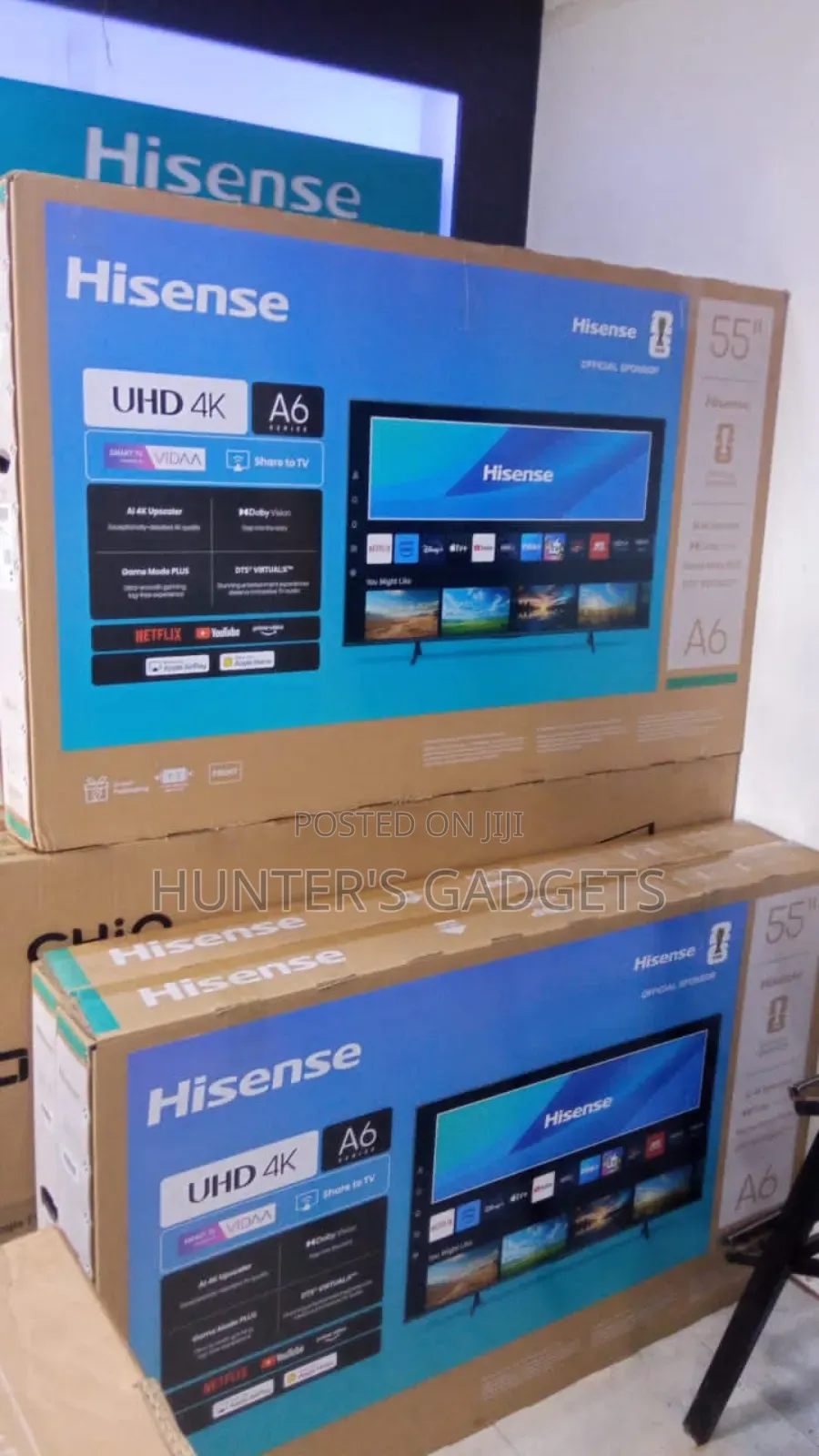 Hisense 32 at ,40 at ,43 at ,50 at 1.1m,55 at 1.45m,65 at 2.2m,