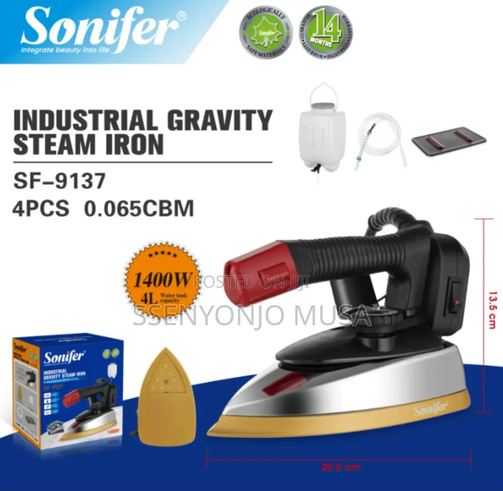 Sonifer 1400w Commercial Hanging Gravity Feed Steam Press Iron With 4l