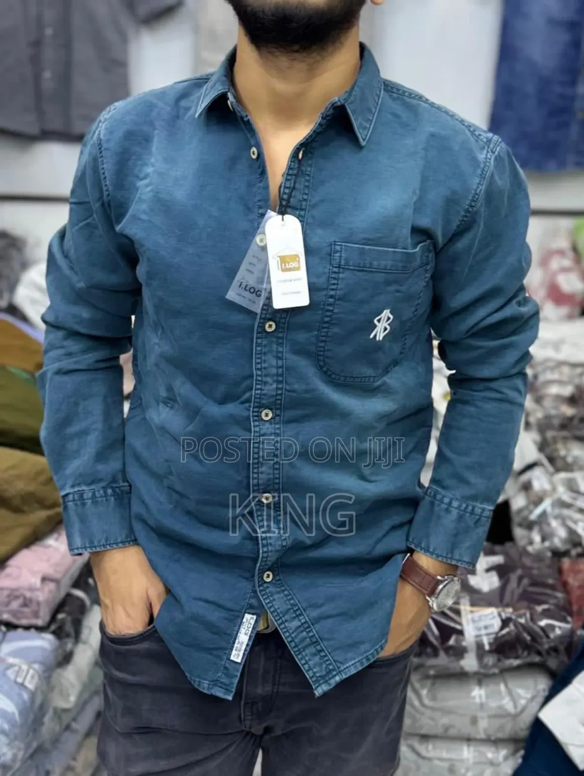 Single Pocket Mens Denim Shirt