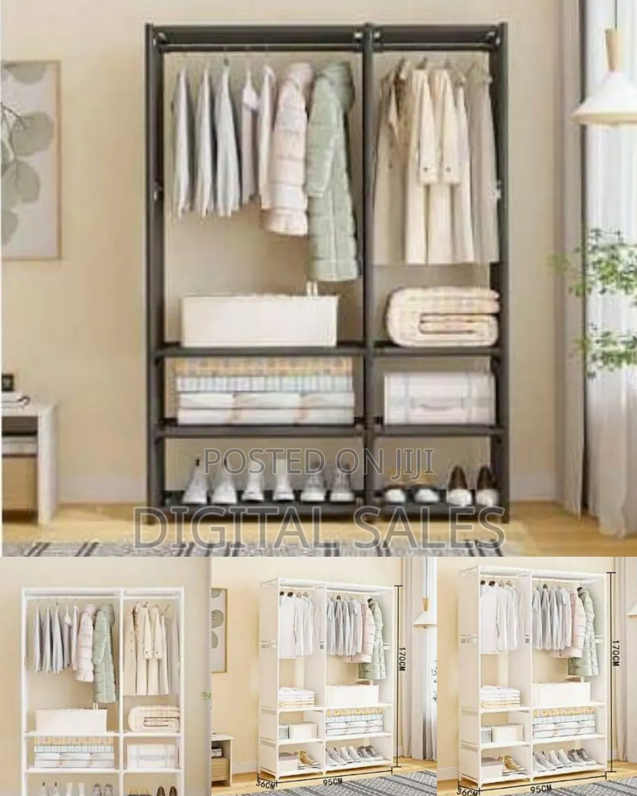 Double-row Portable Clothes Storage Wardrobe