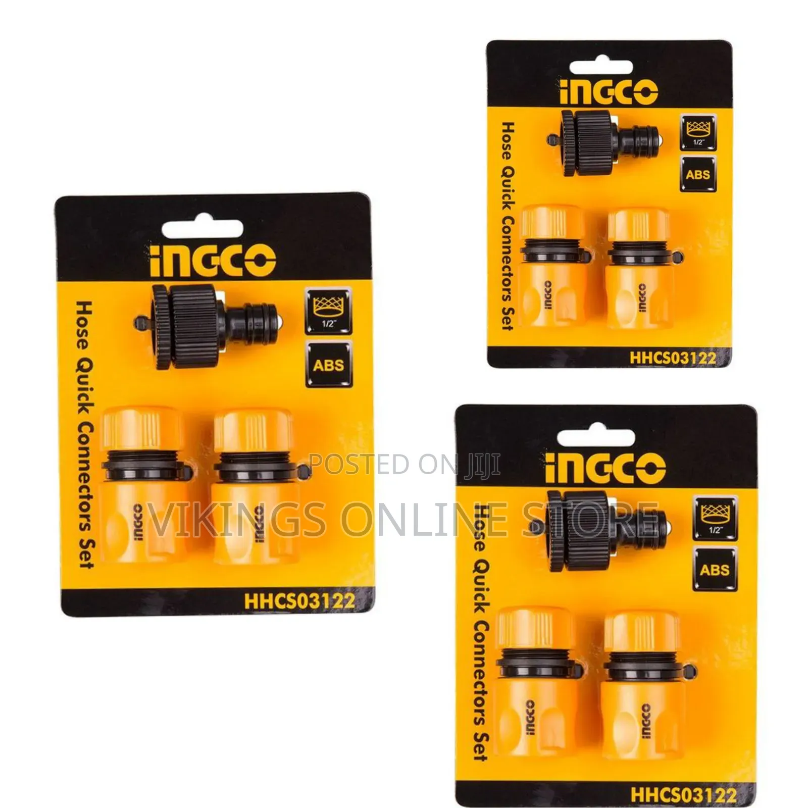 Ingco 3pcs Water Hose Quick Connector Set - Black