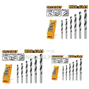 Ingco 6pcs Metal Drill Bits Set - Black Silver