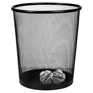 Black Metal Wire Mesh Waste Paper Bin