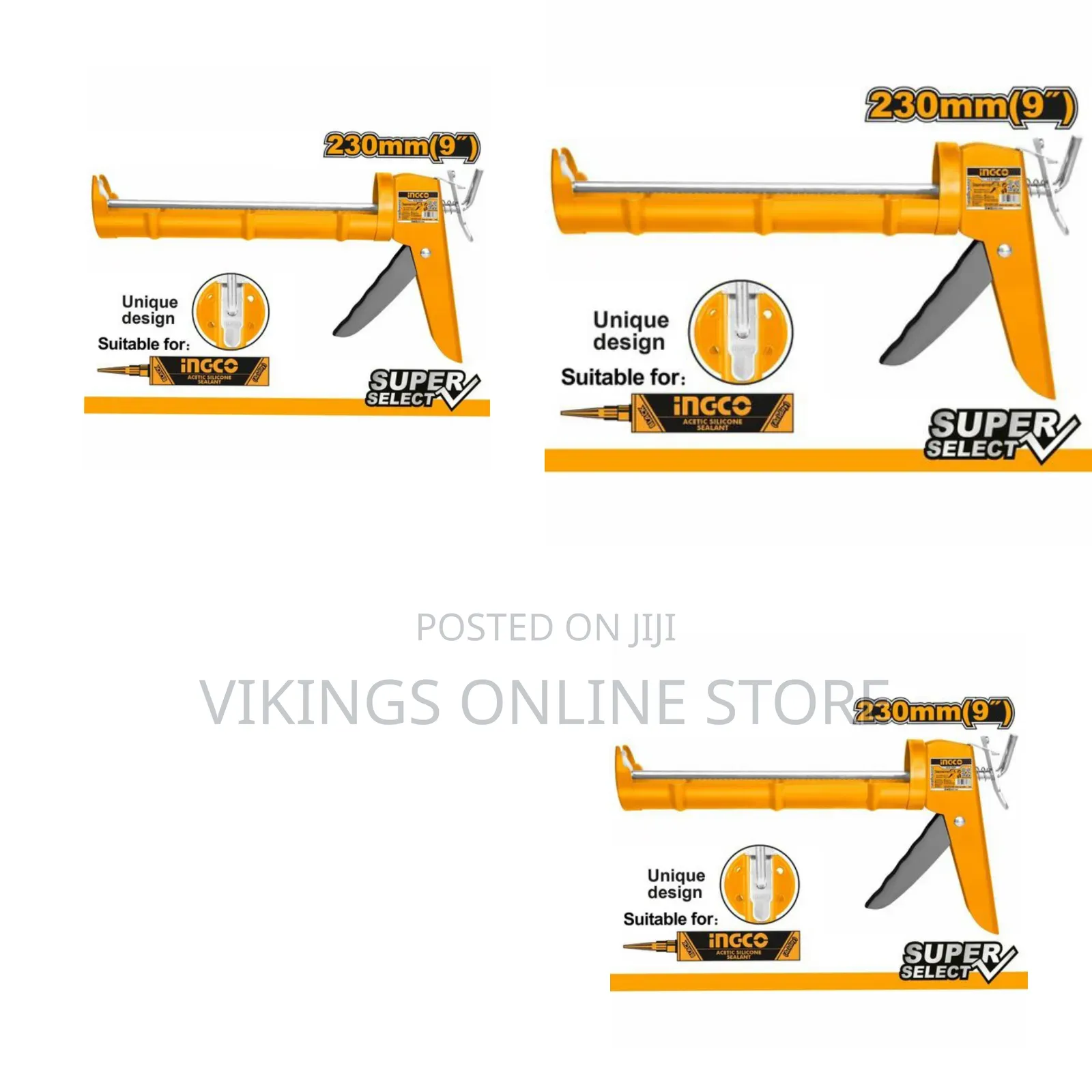 Ingco 9"/230mm Industrial Grade Caulking Silicon Sealant Gun 9" Ø51mm
