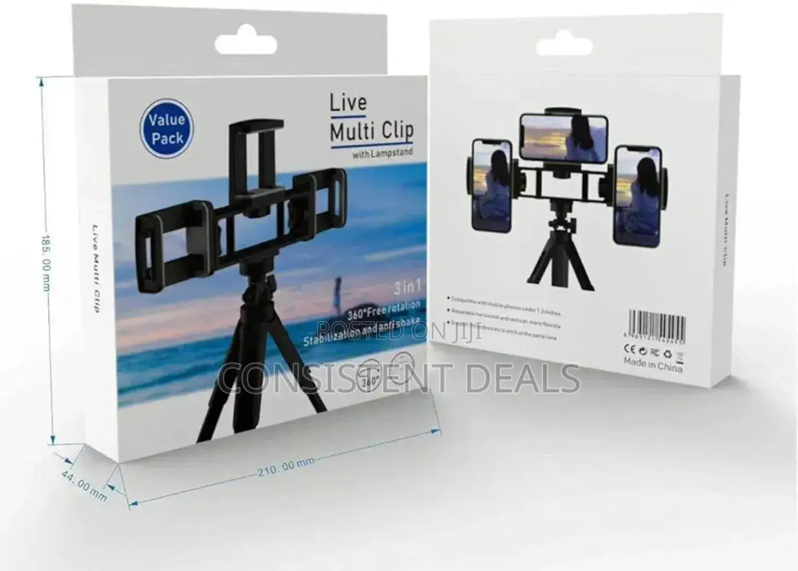 3in1 Live Multi Clip With Lampstand Mobile Holder - Black