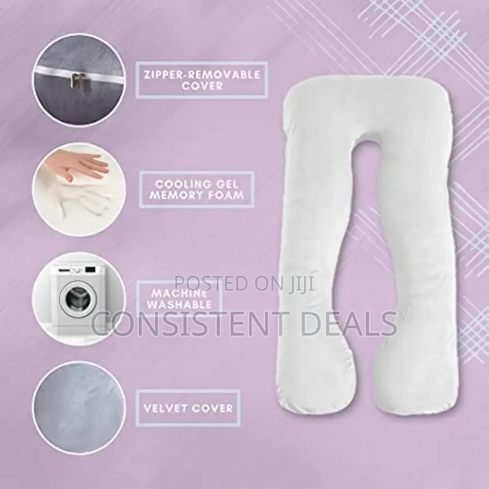 U Shaped Pregnancy Pillow, Velvet Cover, Cotton Inner Cover