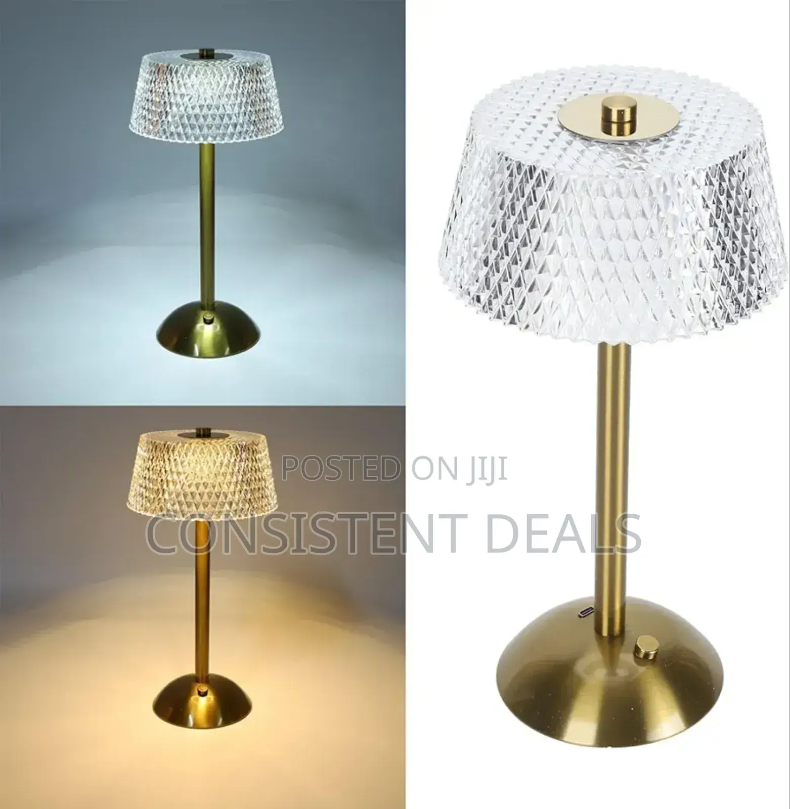 Dimmable Crystal Bedside Lamp, Three Light Colors