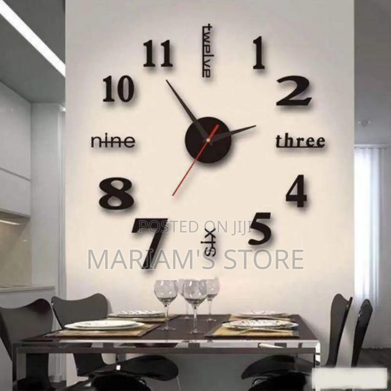 Stick on Wall Clock Diy Large Modern Design Decal 3d