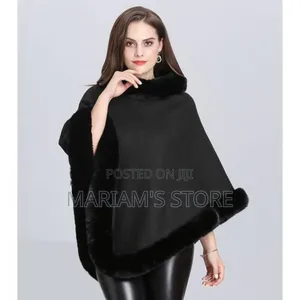 Women's Designer Shawl Poncho Cardigan Sweater - Charcoal Grey