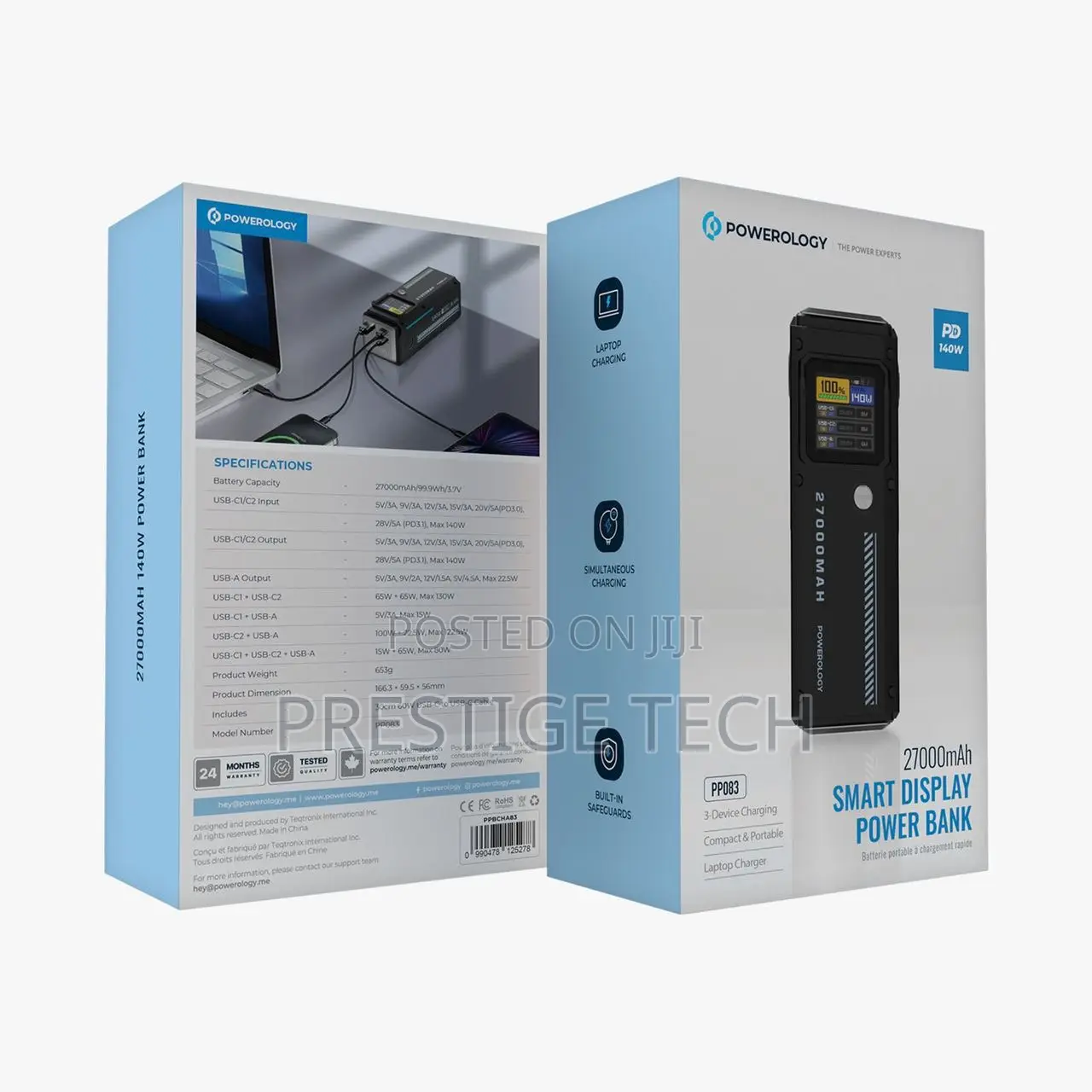 Powerology 27000mah 140w Laptop Power Bank Smart Led Display