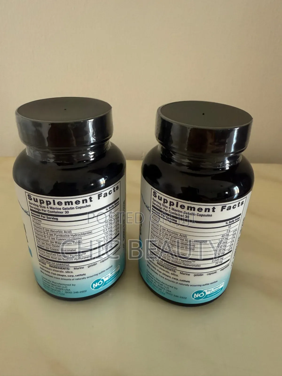Neocell Marine Collagen Peptides, Hyaluronic Acid 120 Capsules