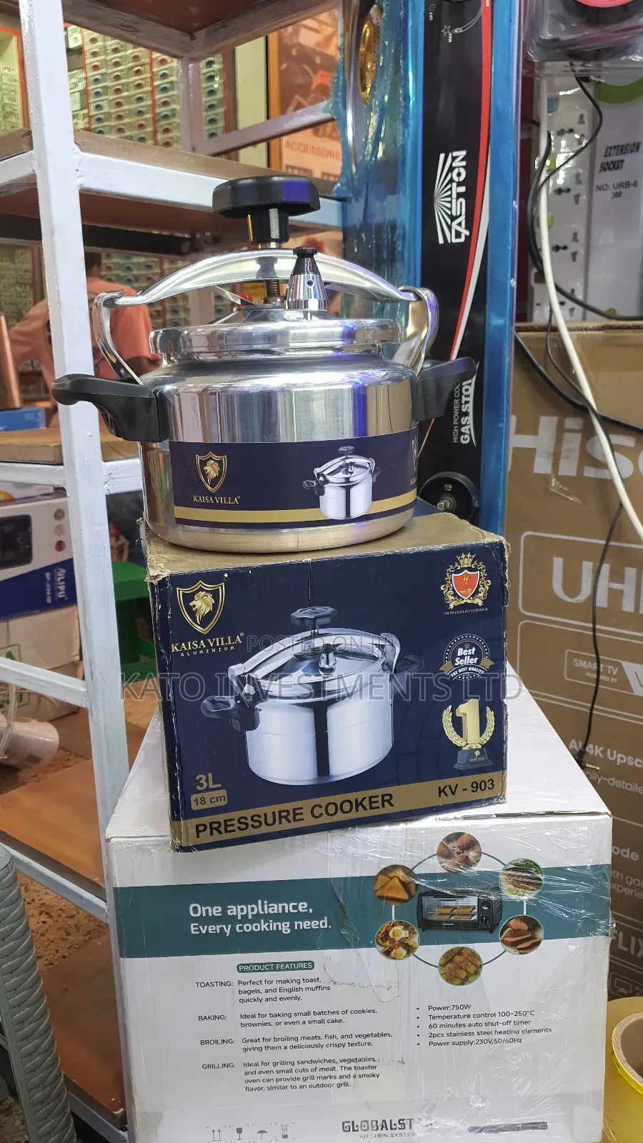 3 Litrs Kaisha Villa Aluminium 18cm Pressure Cooker Charcoal