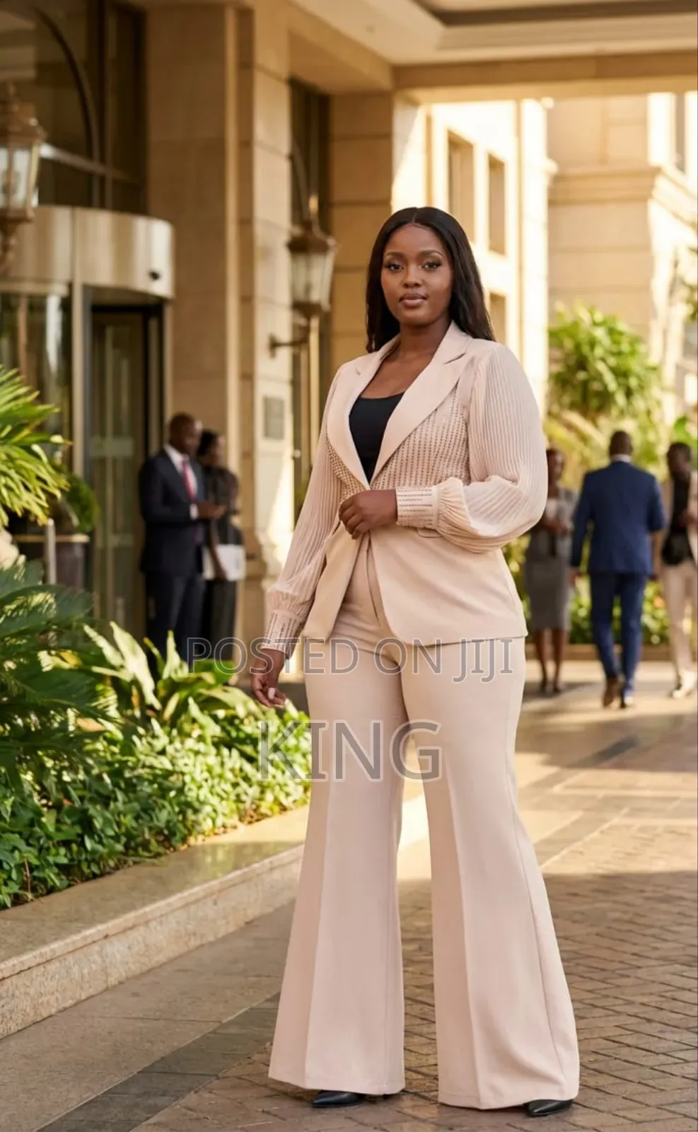 Women's Pleated Sleeve Blazer Full Suit