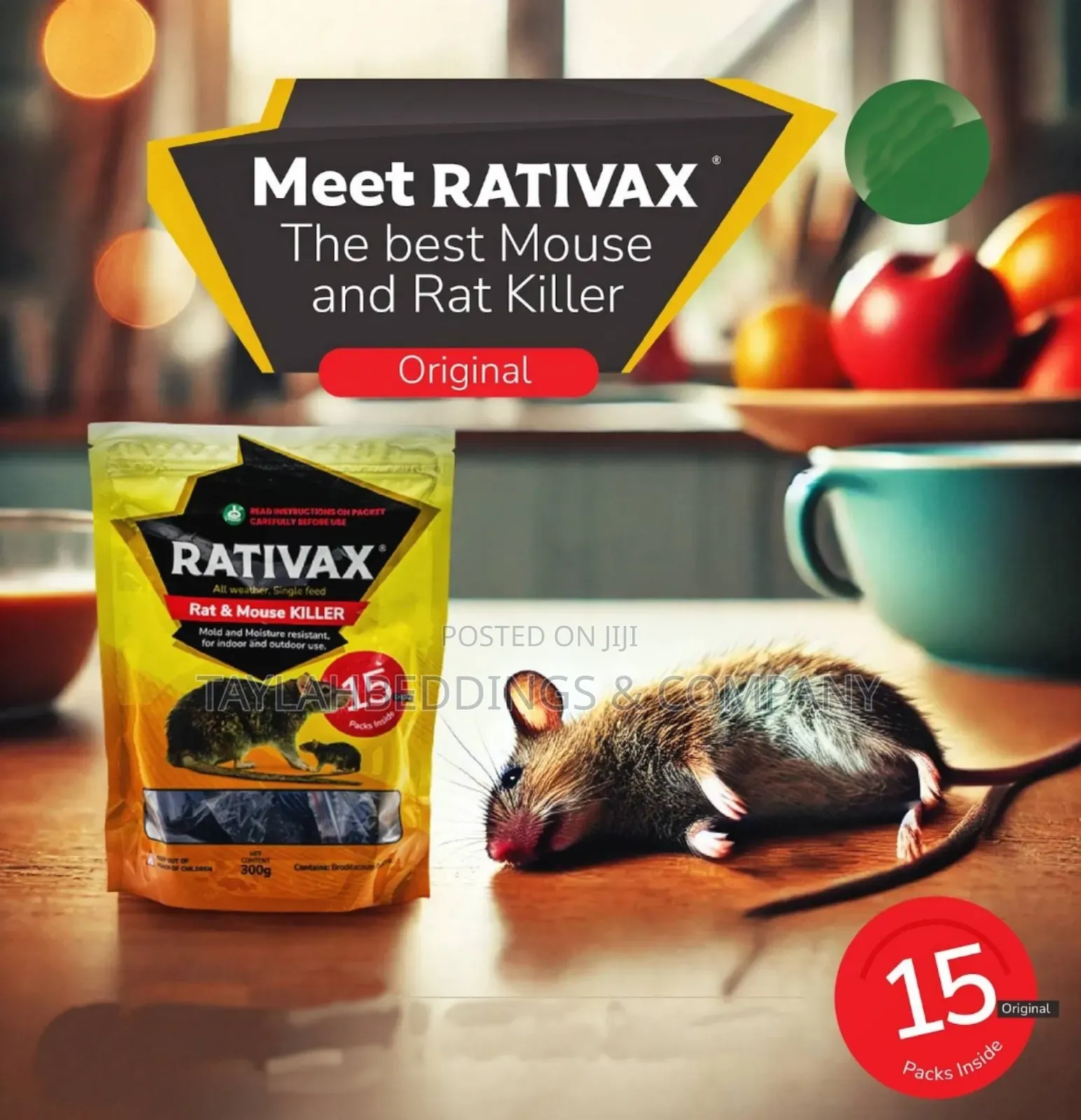 Ratax Rodenticide Bait - Effective Rat and Mouse Control 15pcs