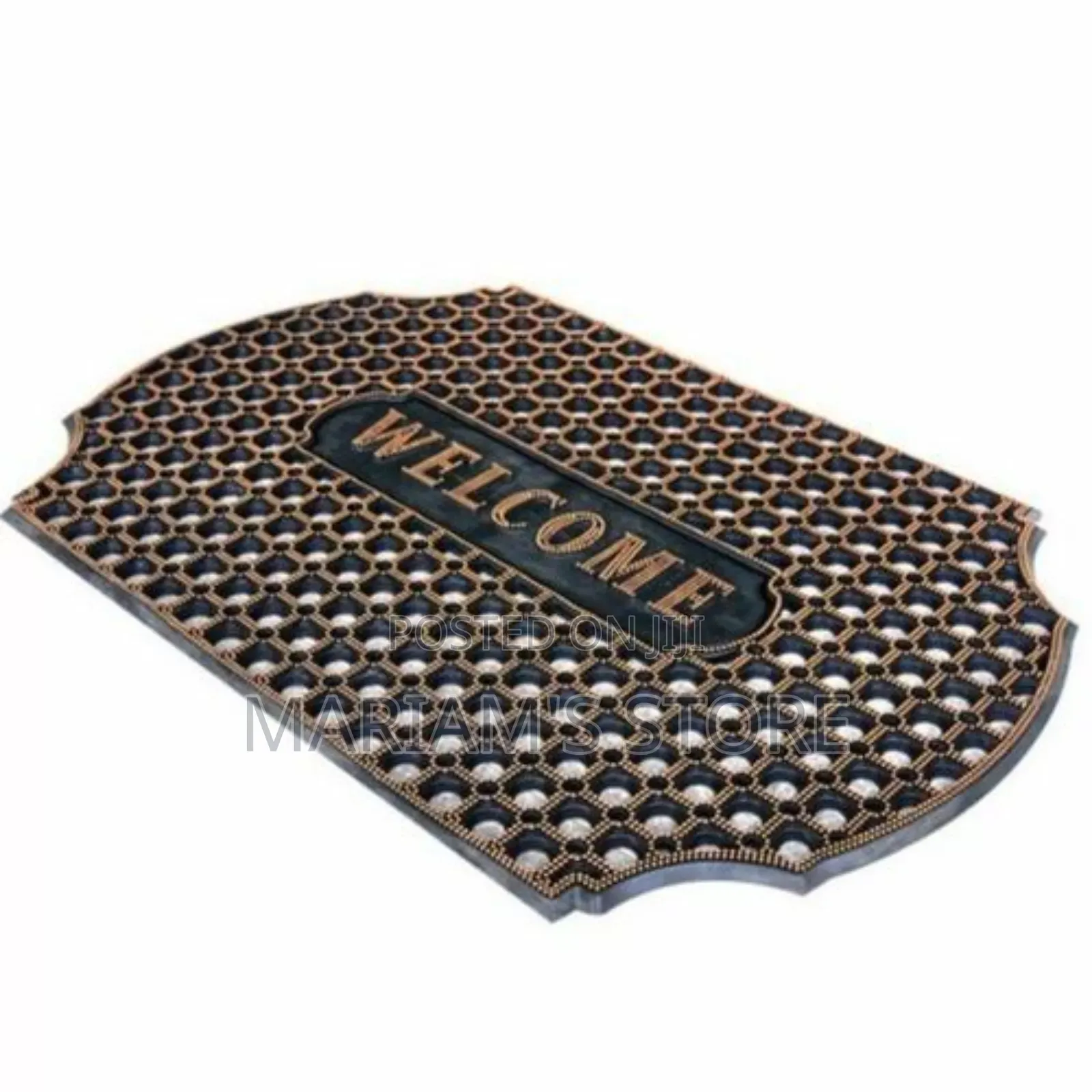 Welcome Door Mat Outdoor Non-Slip Floor Mat Black Blue