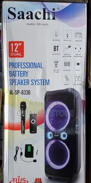 Saachi 12" Dual Proffessional Battery Speaker Nl-Sp-6336