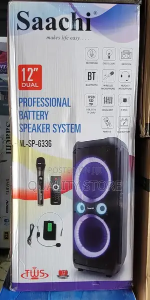 Saachi 12" Dual Proffessional Battery Speaker Nl-Sp-6336