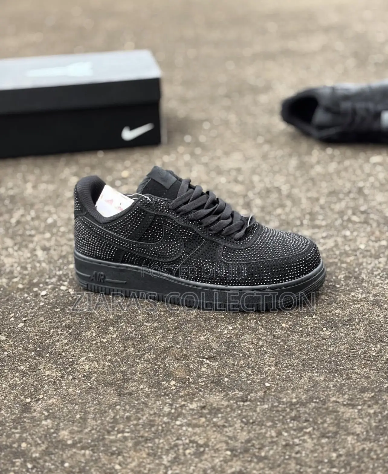 Custom Black Air Force 1 With Rhinestones Sneakers