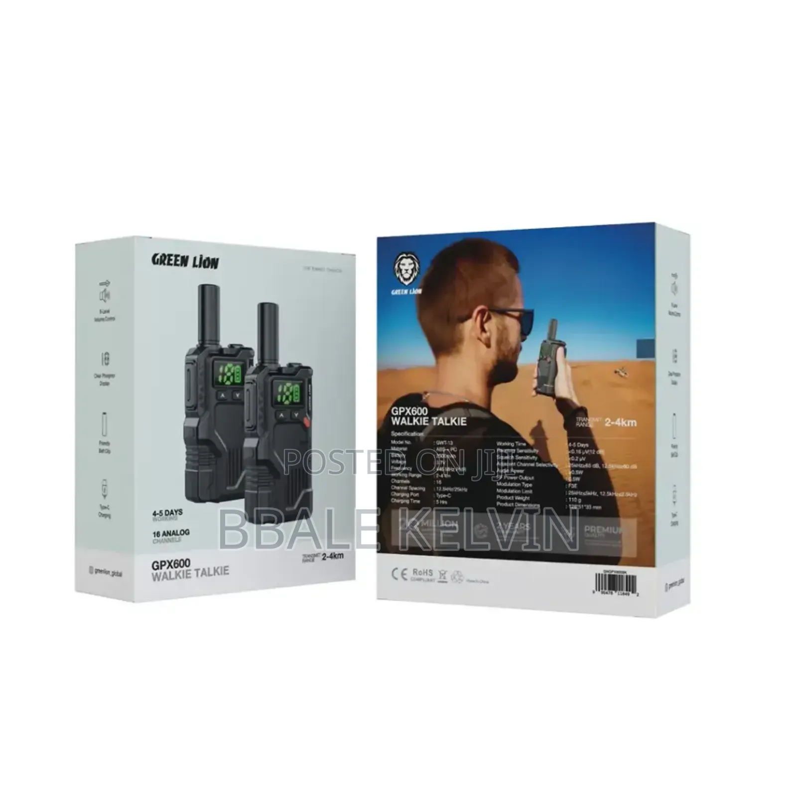 Green Lion Walkie Talkie 2500 Mah Battery, 3.7v Two Way Audio