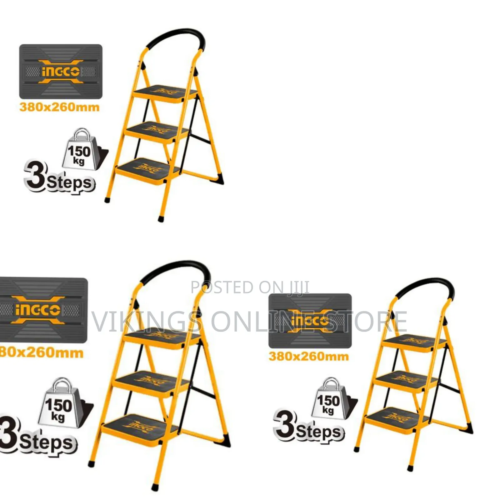 Ingco 3 Step Ladder - Orange