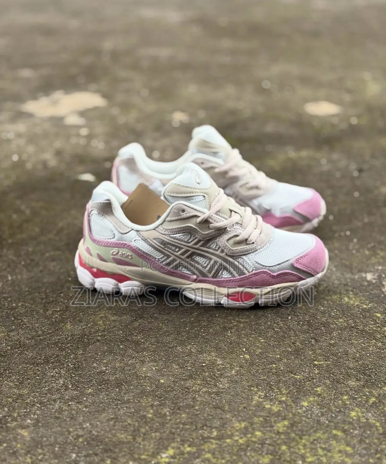 Cream Mineral Beige and Pink Ascis Trainers