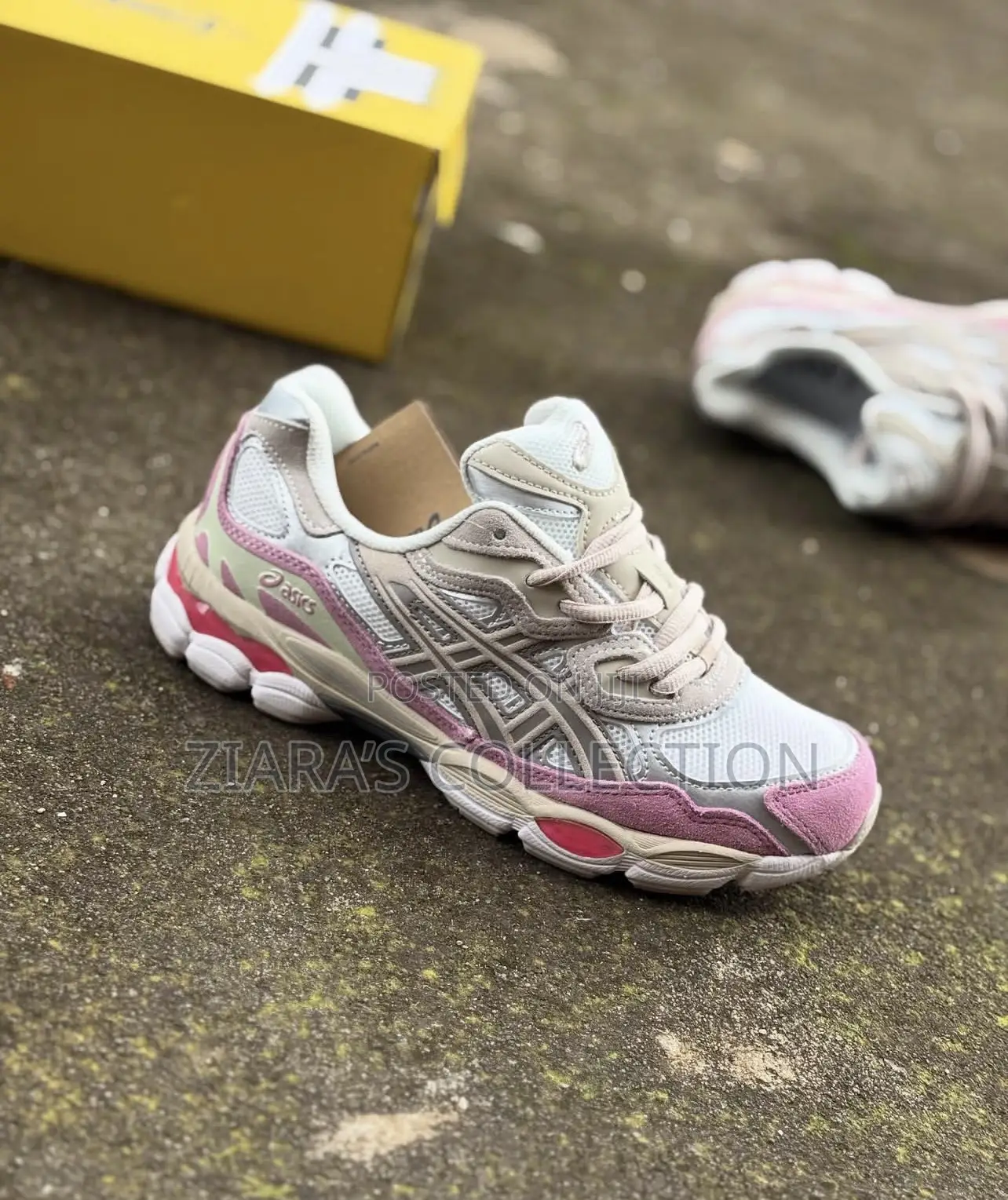 Cream Mineral Beige and Pink Ascis Trainers