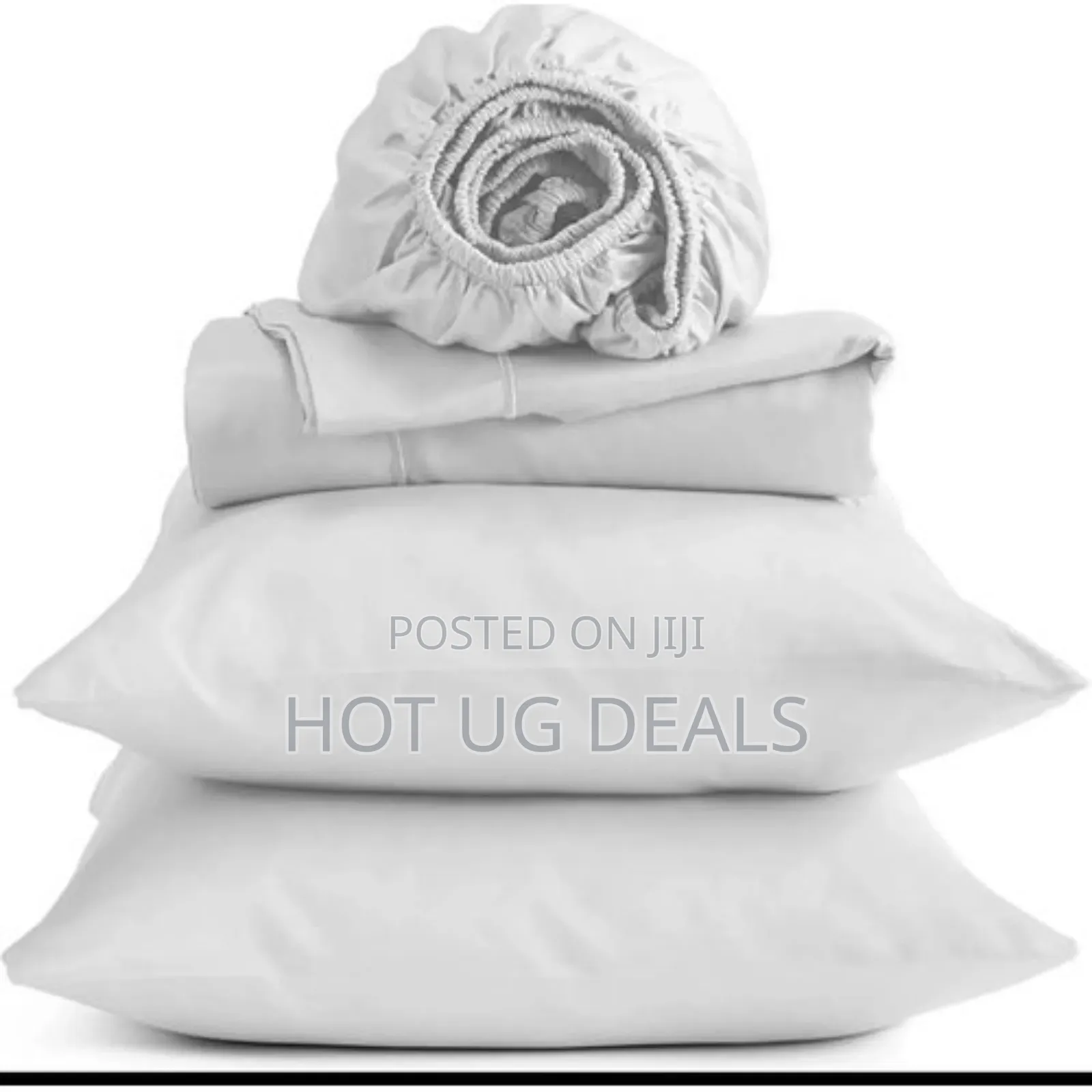 6*6 1 Flat, 1 Fitted Bedsheets, 4 Pillowcases & 2 Fibre Pillows-white