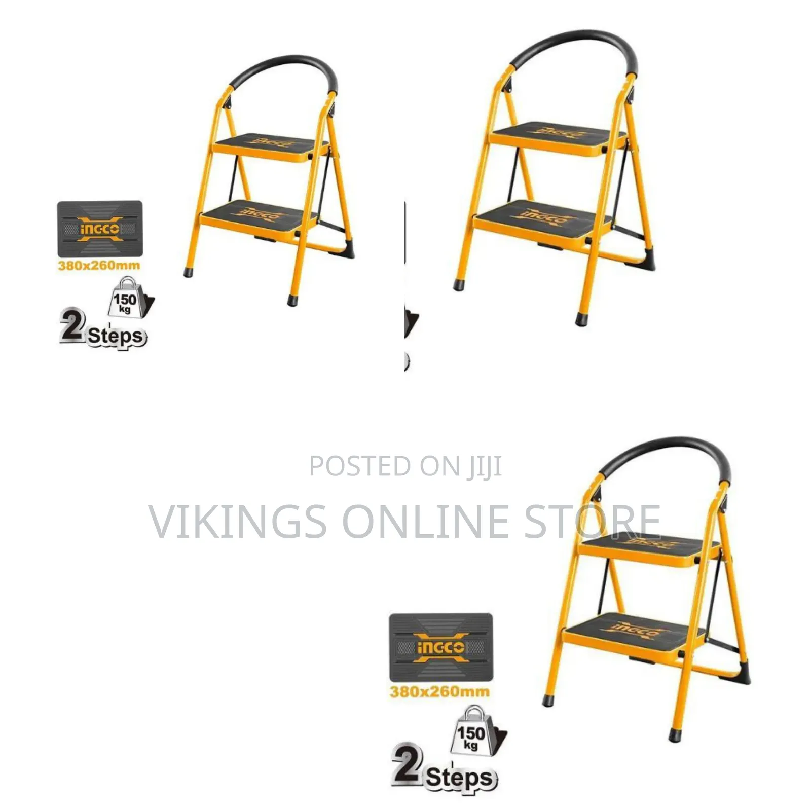 Ingco Steel Household Ladder Step Heavy Duty - Orange,Red