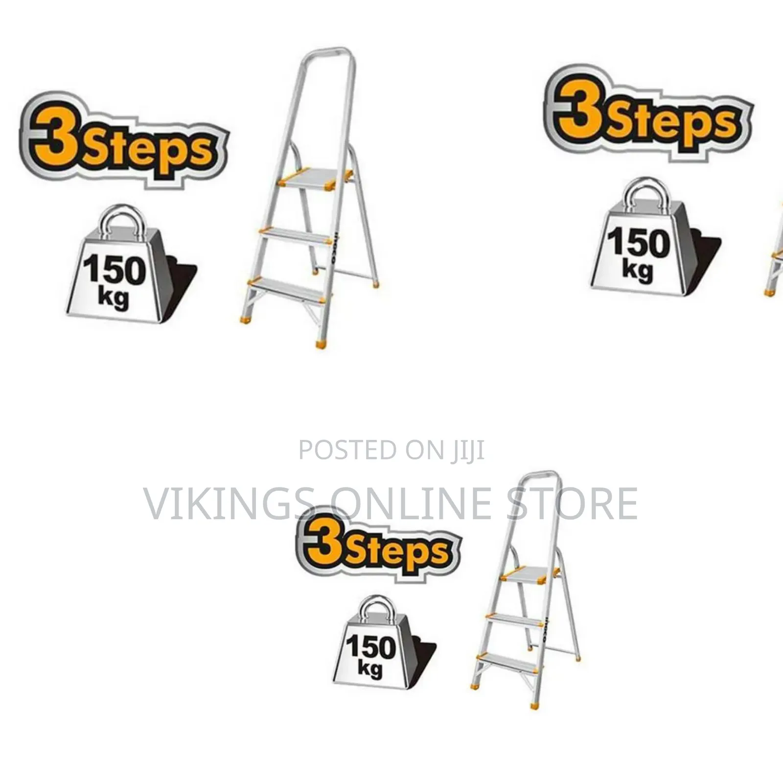 Ingco Aluminium Household Ladder 3step - Silver