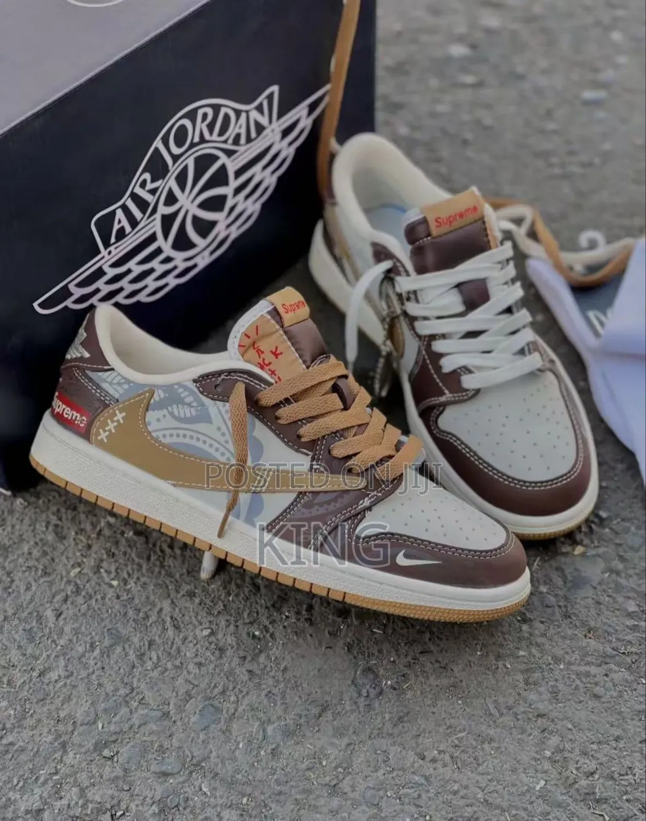 Travis Scott X Air Jordan 1 Low Cactus Jack With Supreme Sneakers