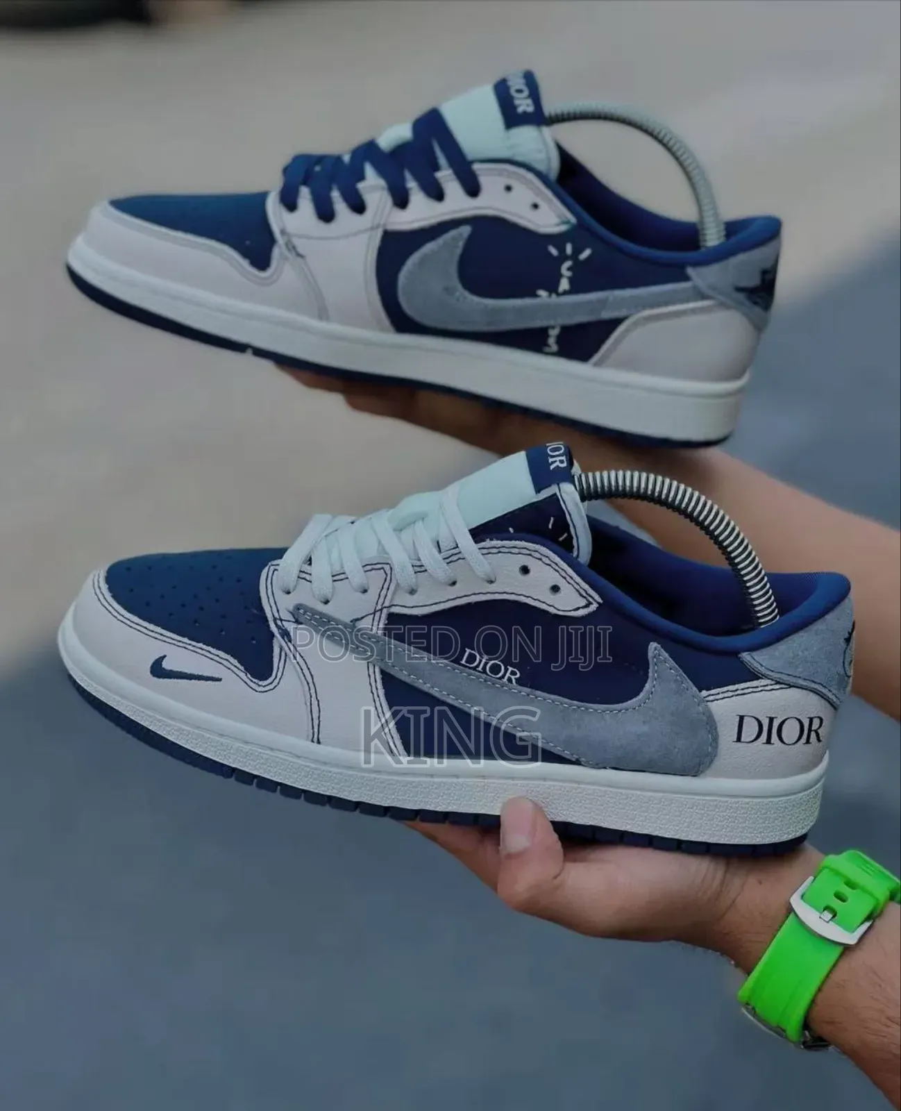 Dior Air Jordan Retro 1 X Travis Scott Navy Blue Sneakers